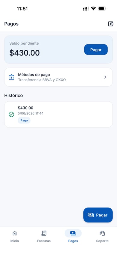 Pagos en la app iCentral.